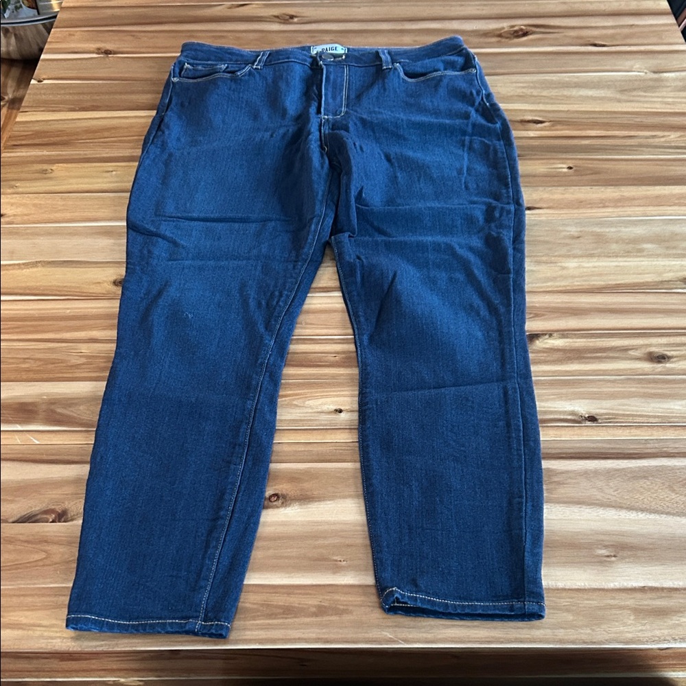 PAIGE Women's Dark Blue Ankle Jeans